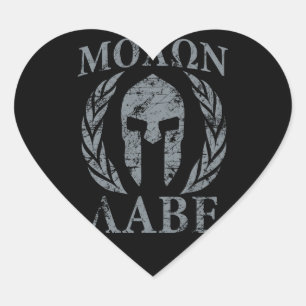Sticker Cœur Molon Labe Grunge Armure spartiate