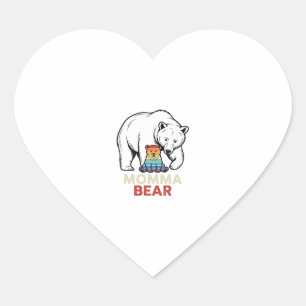 Sticker Cœur Momma Bear Arc-en-ciel Vintage Gravure Shirt Desig