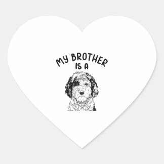 Sticker Cœur Mon frère est un chien de berceau drôle