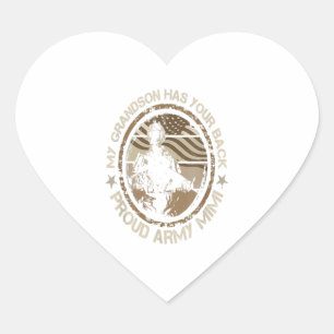 Sticker Cœur Mon petit-fils a le dos fier cadeau militaire de l