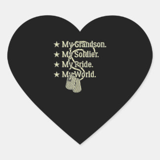 Sticker Cœur Mon petit-fils Mon héros militaire Fière grand-pèr