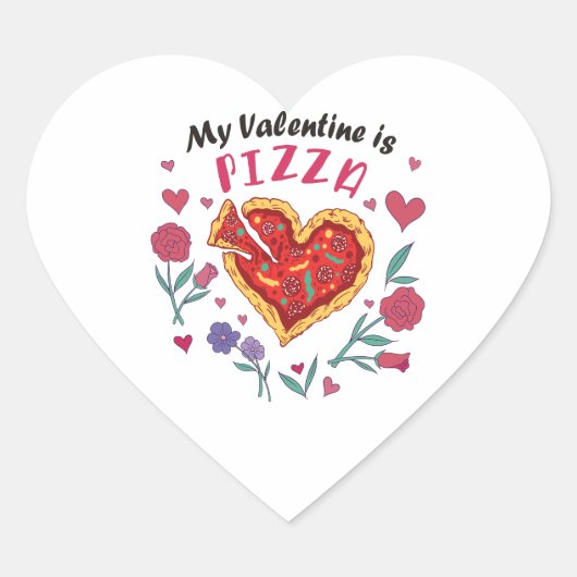Sticker Cœur Mon Valentin est une invitation à la pizza (Devant)