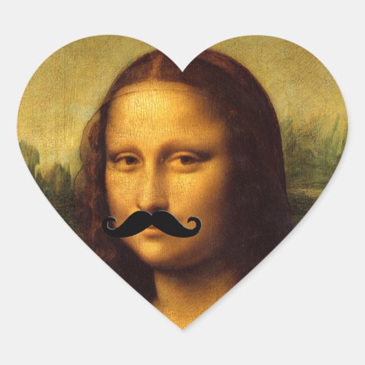 Sticker Cœur Mona Lisa Avec Moustache (Devant)