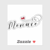 Sticker Coeur Monaco, Monaco Drapeau, I Love Monaco (Feuille)