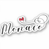 Sticker Coeur Monaco, Monaco Drapeau, I Love Monaco (Devant)