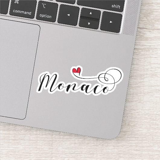Sticker Coeur Monaco, Monaco Drapeau, I Love Monaco (Détail)