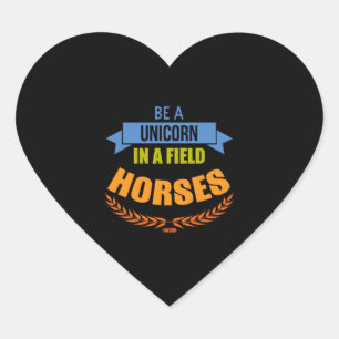 Sticker Cœur Monicorne cheval créatures mythiques Pony Unicorn