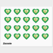 Sticker Cœur Monogram Gold Hearts Faux Foil Motif sur Green (Feuille)