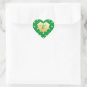 Sticker Cœur Monogram Gold Hearts Faux Foil Motif sur Green (Sac)