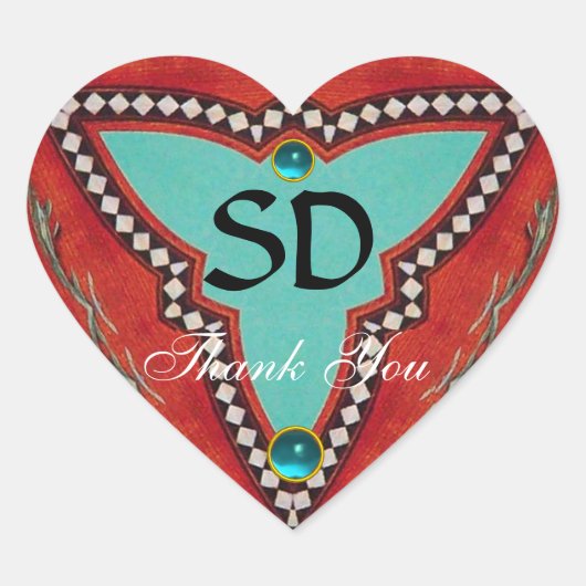 STICKER CŒUR MONOGRAMME ABSTRAIT DE TRIANGLE BLEU ROUGE (Devant)