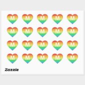 Sticker Cœur Monogramme arc-en-ciel (Feuille)
