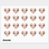 Sticker Cœur Monogramme blanc Nom Parties scintillant Rose Gold (Feuille)