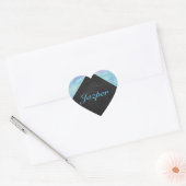 Sticker Cœur Monogramme bleu glacier (Enveloppe)