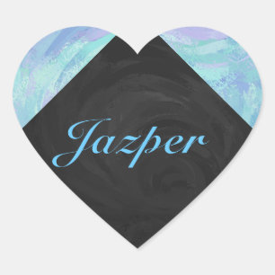 Sticker Cœur Monogramme bleu glacier