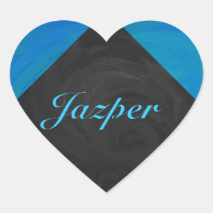 Sticker Cœur Monogramme bleu océan et noir