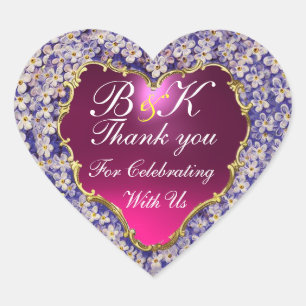 Sticker Cœur MONOGRAMME COEUR ROMANTIQUE LILAC Merci