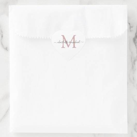 Sticker Coeur Monogramme de calligraphie moderne (Sac)