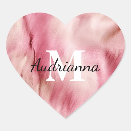 Sticker Cœur Monogramme de vache rose chic (Devant)