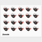 Sticker Cœur monogramme du modèle damier rouge (Feuille)