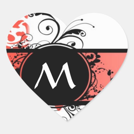 Sticker Cœur monogramme du modèle damier rouge (Devant)
