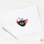 Sticker Cœur monogramme du modèle damier rouge (Enveloppe)