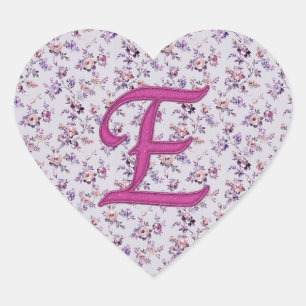 Sticker Cœur Monogramme Floral Vintage E