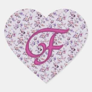 Sticker Cœur Monogramme Floral Vintage F