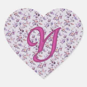 Sticker Cœur Monogramme Floral Vintage Y