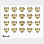 Sticker Cœur Monogramme Mariage d'or Coeur des phoques (Feuille)