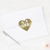 Sticker Cœur Monogramme Mariage d'or Coeur des phoques (Enveloppe)