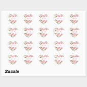 Sticker Cœur Monogramme Mariage rose Anniversaire Fleur Wreath (Feuille)