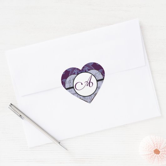 Sticker Cœur Monogramme Mariage Vow Heart (Enveloppe)