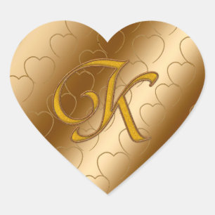 Sticker Cœur Monogramme Or de luxe K
