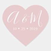 Sticker Cœur monogramme rose vif coeur élégant mariage (Devant)