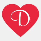Sticker Cœur Monogramme rouge et blanc D initial (Devant)