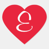 Sticker Cœur Monogramme rouge et blanc E initial (Devant)