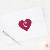 Sticker Coeur Monogramme Rouge Vin (Enveloppe)