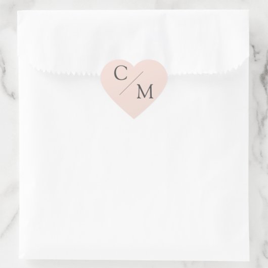 Sticker Cœur monogramme simple et élégant (Sac)