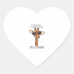 Sticker Cœur Moo Je suis une chèvre Giraffe Lover Animaux Lover