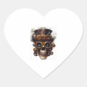Sticker Cœur Moteur crâne Steampunk