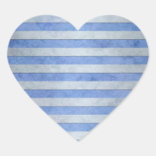 Sticker Cœur Motif à rayures aquarelle bleu clair et gris