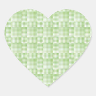 Sticker Cœur Motif Abstrait à Damier Vert Blanc