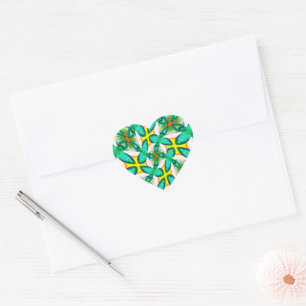 Sticker Cœur Motif Abstrait de fleurs vertes