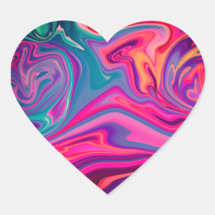 Sticker Cœur Motif Abstrait vert bleu clair et tendance