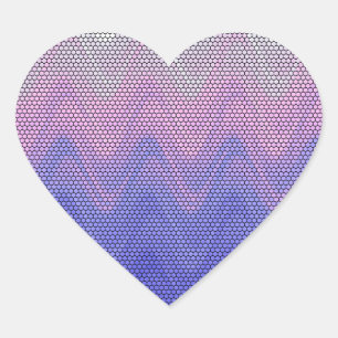 Sticker Cœur Motif Abstrait Violet Rose Hexagone