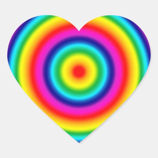 Sticker Cœur Motif arc-en-ciel rond psychédélique (Devant)