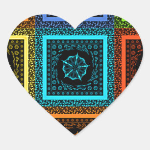 Sticker Cœur Motif artistique à carreaux multicolores charmant