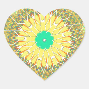 Sticker Cœur Motif artistique tribal ethnique africain jaune do