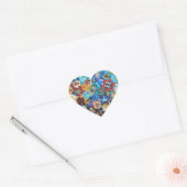 Sticker Cœur Motif Arts multicolores (Enveloppe)