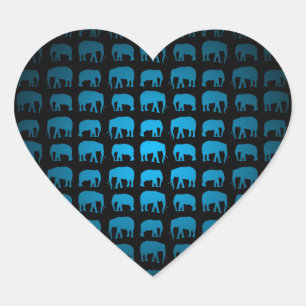 Sticker Cœur Motif Blue Elephant